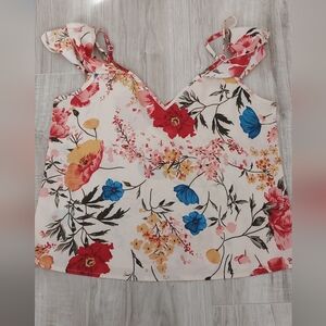 Floral Camisole with Ruffle Sleeves